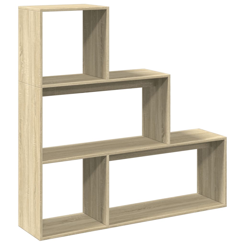 Room Divider Bookcase 3-Tier Sonoma Oak 123x29x123 cm Engineered Wood