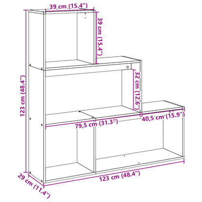 Room Divider Bookcase 3-Tier Sonoma Oak 123x29x123 cm Engineered Wood