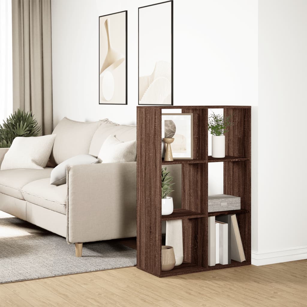 Room Divider Bookcase Brown Oak 69.5x29x103.5 cm Engineered Wood