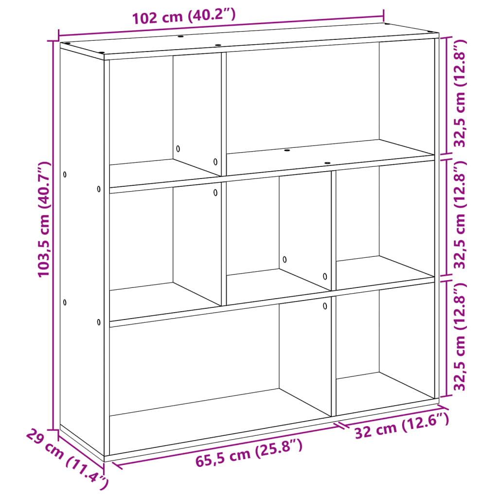 Room Divider Bookcase Sonoma Oak 102x29x103.5 cm Engineered Wood