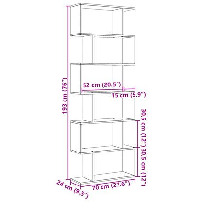 Room Divider Bookcase 6-Tier Sonoma Oak 70x24x193 cm Engineered Wood