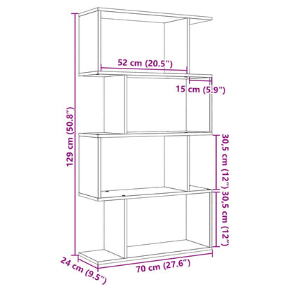 Room Divider Bookcase 4-Tier Sonoma Oak 70x24x129 cm Engineered Wood