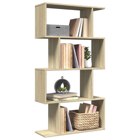 Room Divider Bookcase 4-Tier Sonoma Oak 70x24x129 cm Engineered Wood