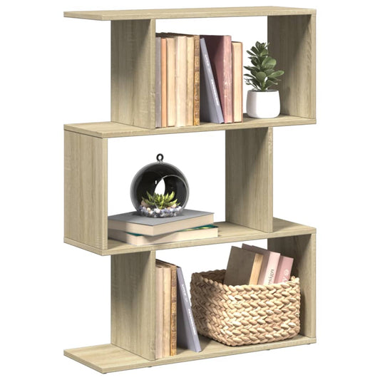 Room Divider Bookcase 3-Tier Sonoma Oak 70x24x97 cm Engineered Wood