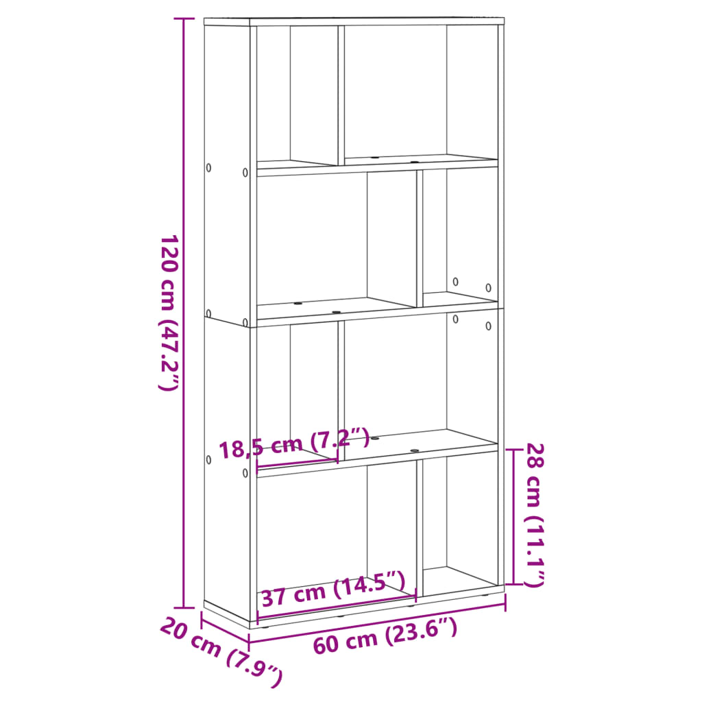 Bookcase Sonoma Oak 60x20x120 cm Engineered Wood