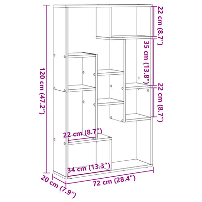 Bookcase White 72x20x120 cm Engineered Wood