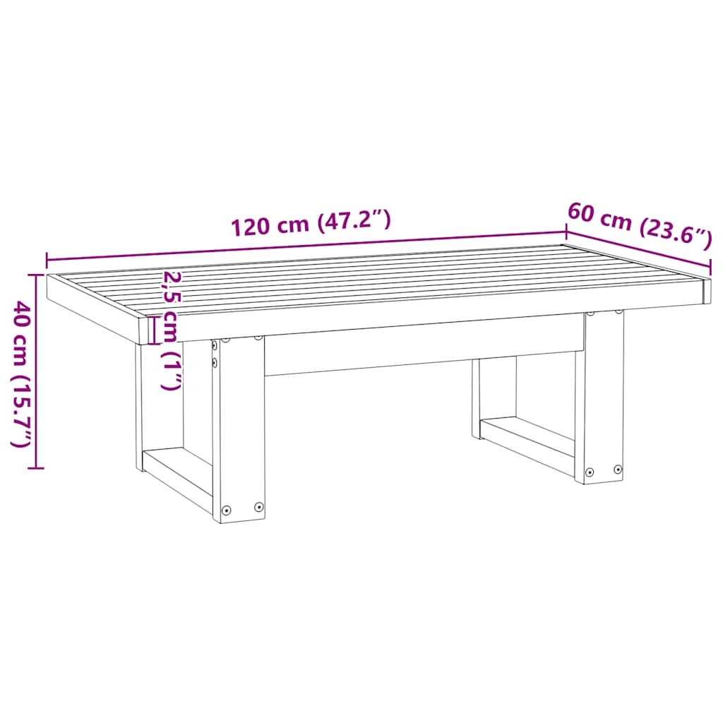 Coffee Table NOAIN U-Shaped Legs 120x60x40 cm Solid Wood Pine