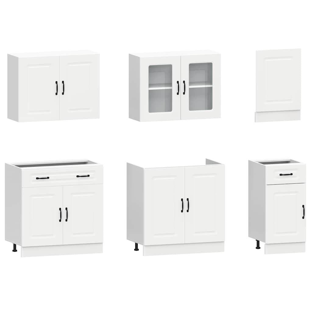 7 Piece Kitchen Cabinet Set Kalmar White Engineered Wood