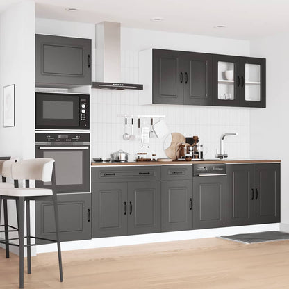 7 Piece Kitchen Cabinet Set Kalmar Black Engineered Wood