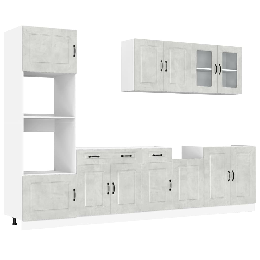 7 Piece Kitchen Cabinet Set Kalmar Concrete Grey Engineered Wood