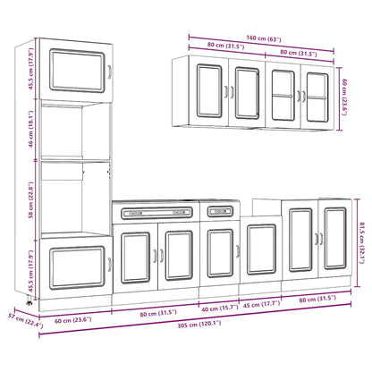 7 Piece Kitchen Cabinet Set Kalmar Grey Sonoma Engineered Wood