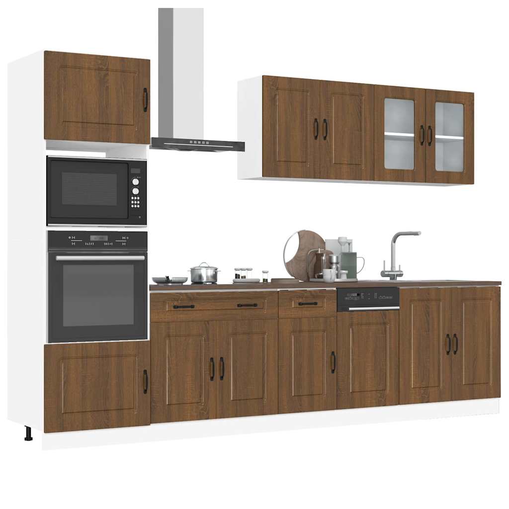 7 Piece Kitchen Cabinet Set Kalmar Brown Oak Engineered Wood