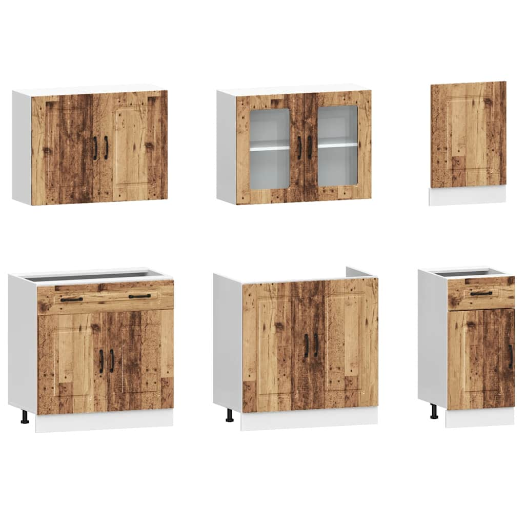 7 Piece Kitchen Cabinet Set Kalmar Old Wood Engineered Wood