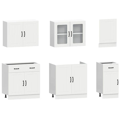 7 Piece Kitchen Cabinet Set Kalmar White Engineered Wood