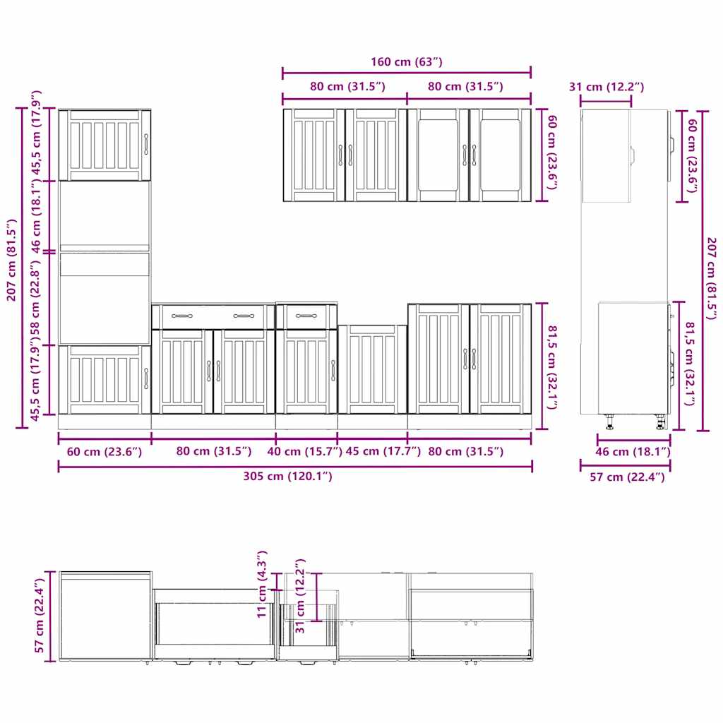 7 Piece Kitchen Cabinet Set Kalmar White Engineered Wood