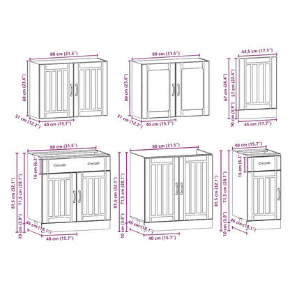 7 Piece Kitchen Cabinet Set Kalmar Black Engineered Wood