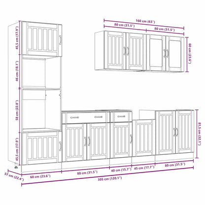 7 Piece Kitchen Cabinet Set Kalmar Black Engineered Wood