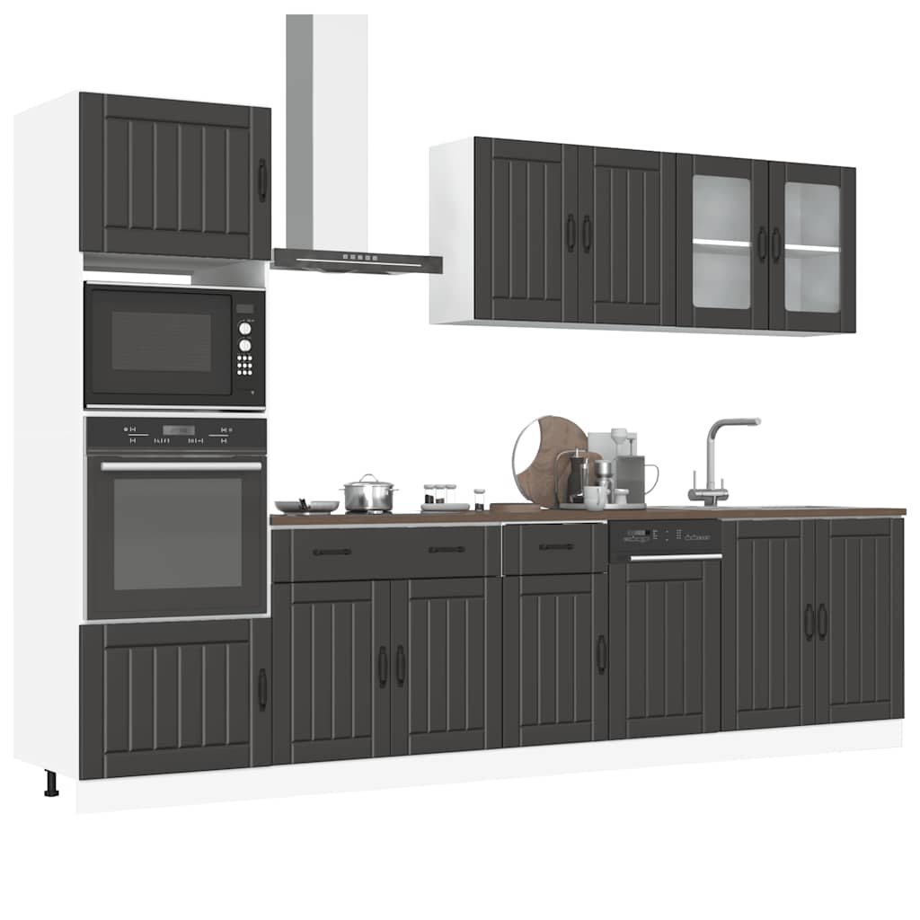 7 Piece Kitchen Cabinet Set Kalmar Black Engineered Wood