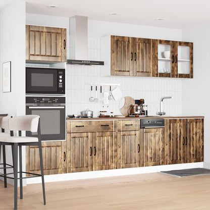 7 Piece Kitchen Cabinet Set Kalmar Smoked Oak Engineered Wood