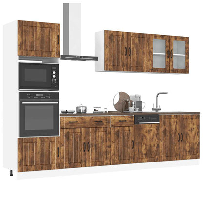 7 Piece Kitchen Cabinet Set Kalmar Smoked Oak Engineered Wood