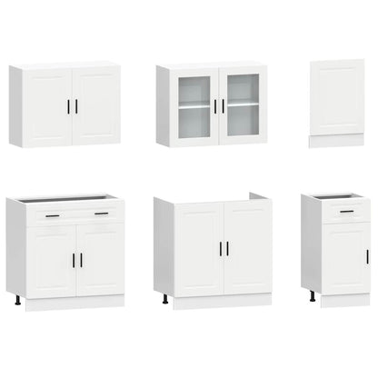 7 Piece Kitchen Cabinet Set Kalmar White Engineered Wood