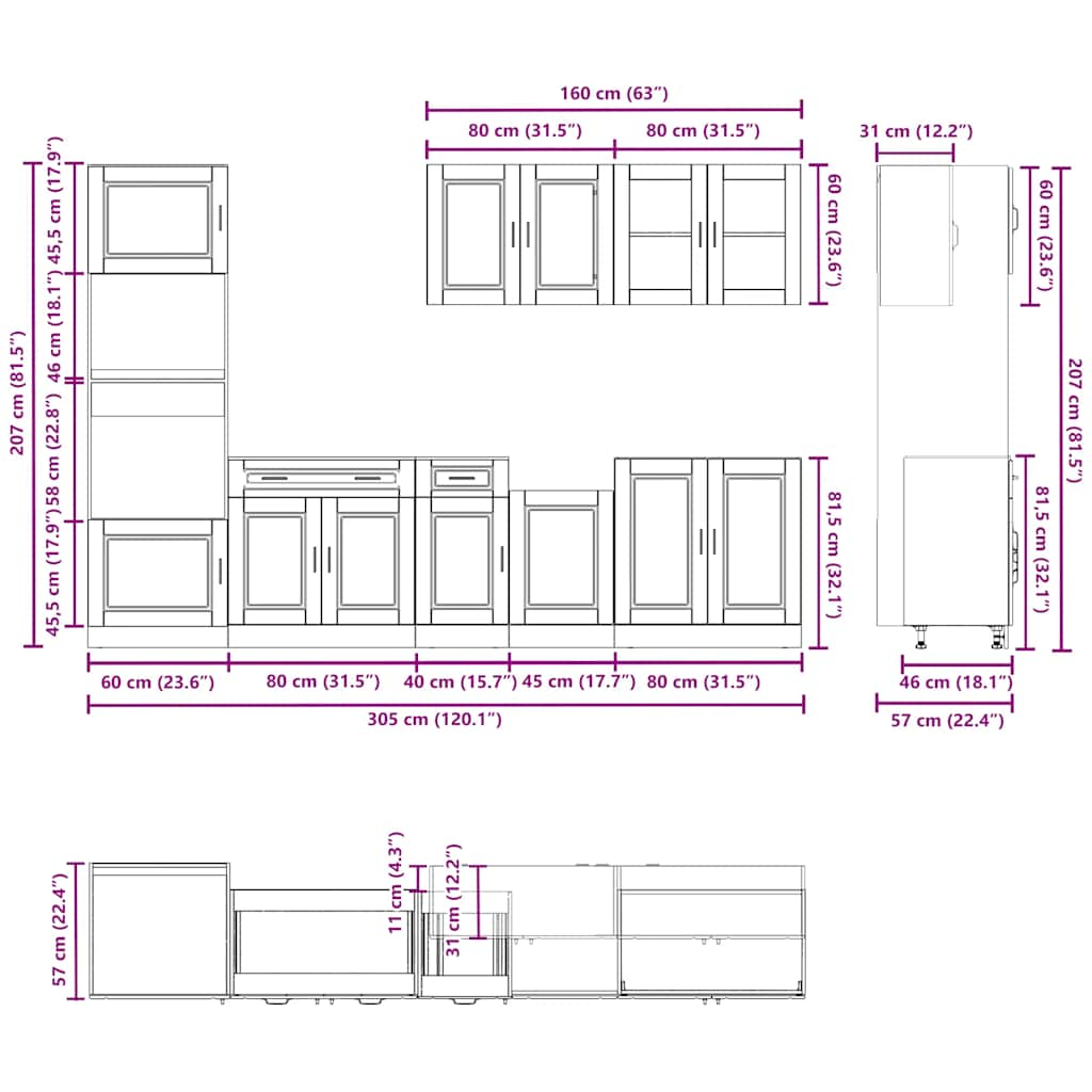 7 Piece Kitchen Cabinet Set Kalmar White Engineered Wood