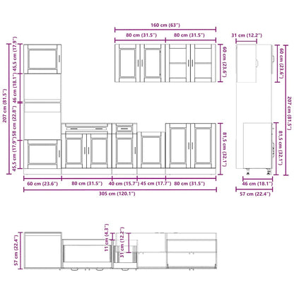 7 Piece Kitchen Cabinet Set Kalmar White Engineered Wood