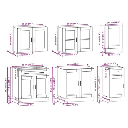 7 Piece Kitchen Cabinet Set Kalmar Black Engineered Wood