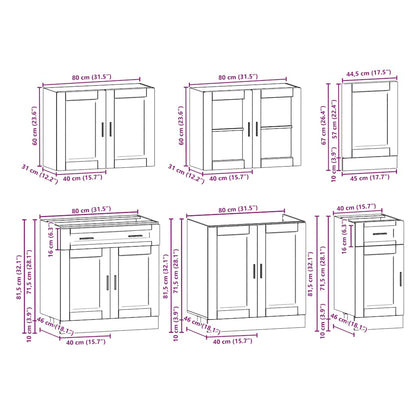 7 Piece Kitchen Cabinet Set Kalmar High Gloss White Engineered Wood