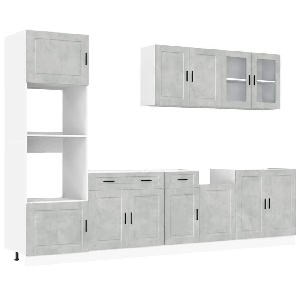 7 Piece Kitchen Cabinet Set Kalmar Concrete Grey Engineered Wood