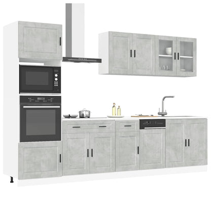 7 Piece Kitchen Cabinet Set Kalmar Concrete Grey Engineered Wood