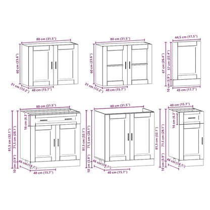 7 Piece Kitchen Cabinet Set Kalmar Smoked Oak Engineered Wood