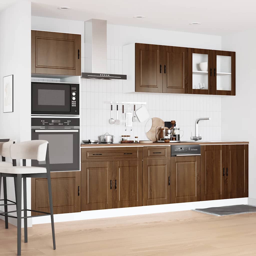 7 Piece Kitchen Cabinet Set Kalmar Brown Oak Engineered Wood