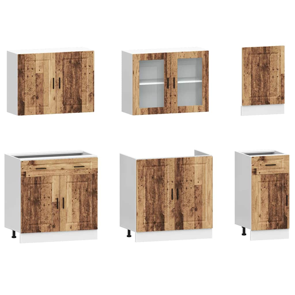 7 Piece Kitchen Cabinet Set Kalmar Old Wood Engineered Wood