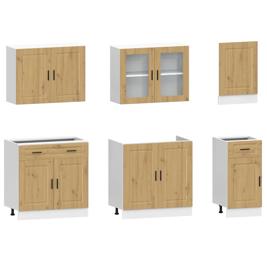 7 Piece Kitchen Cabinet Set Kalmar Artisan Oak Engineered Wood