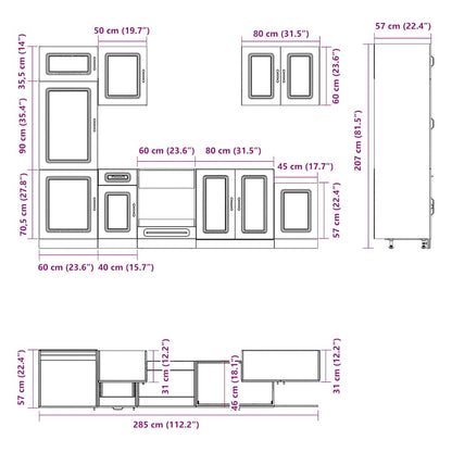 7 Piece Kitchen Cabinet Set Kalmar White Engineered Wood