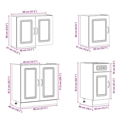 7 Piece Kitchen Cabinet Set Kalmar White Engineered Wood