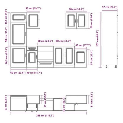 7 Piece Kitchen Cabinet Set Kalmar High Gloss White Engineered Wood