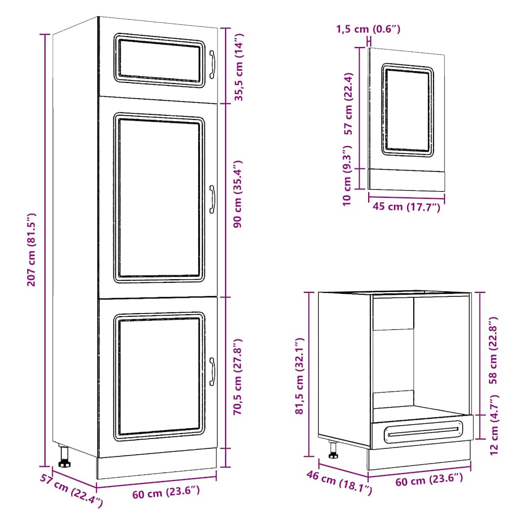 7 Piece Kitchen Cabinet Set Kalmar Concrete Grey Engineered Wood