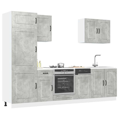 7 Piece Kitchen Cabinet Set Kalmar Concrete Grey Engineered Wood