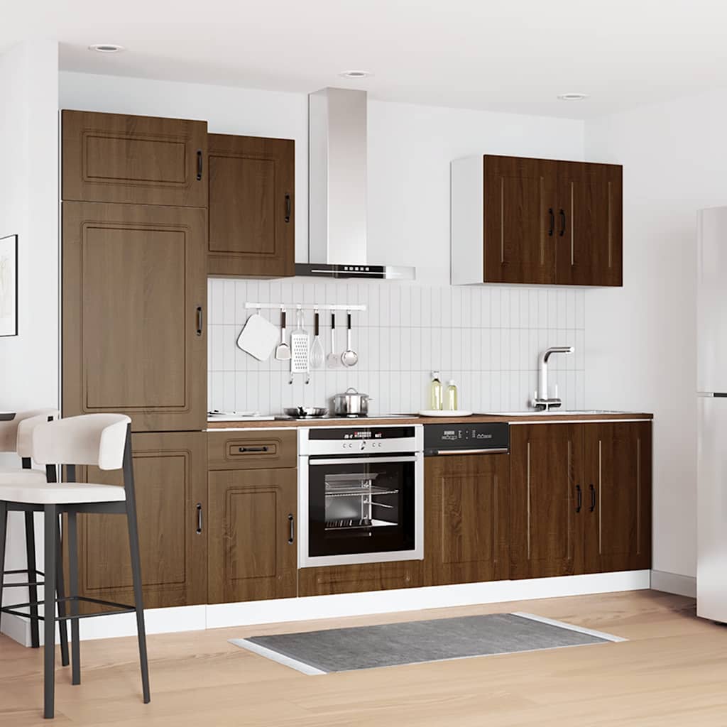 7 Piece Kitchen Cabinet Set Kalmar Brown Oak Engineered Wood