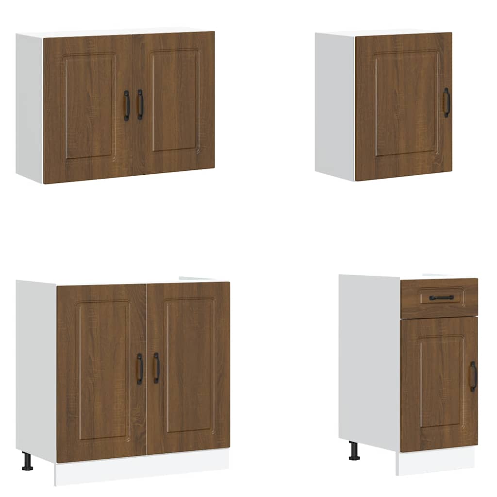 7 Piece Kitchen Cabinet Set Kalmar Brown Oak Engineered Wood