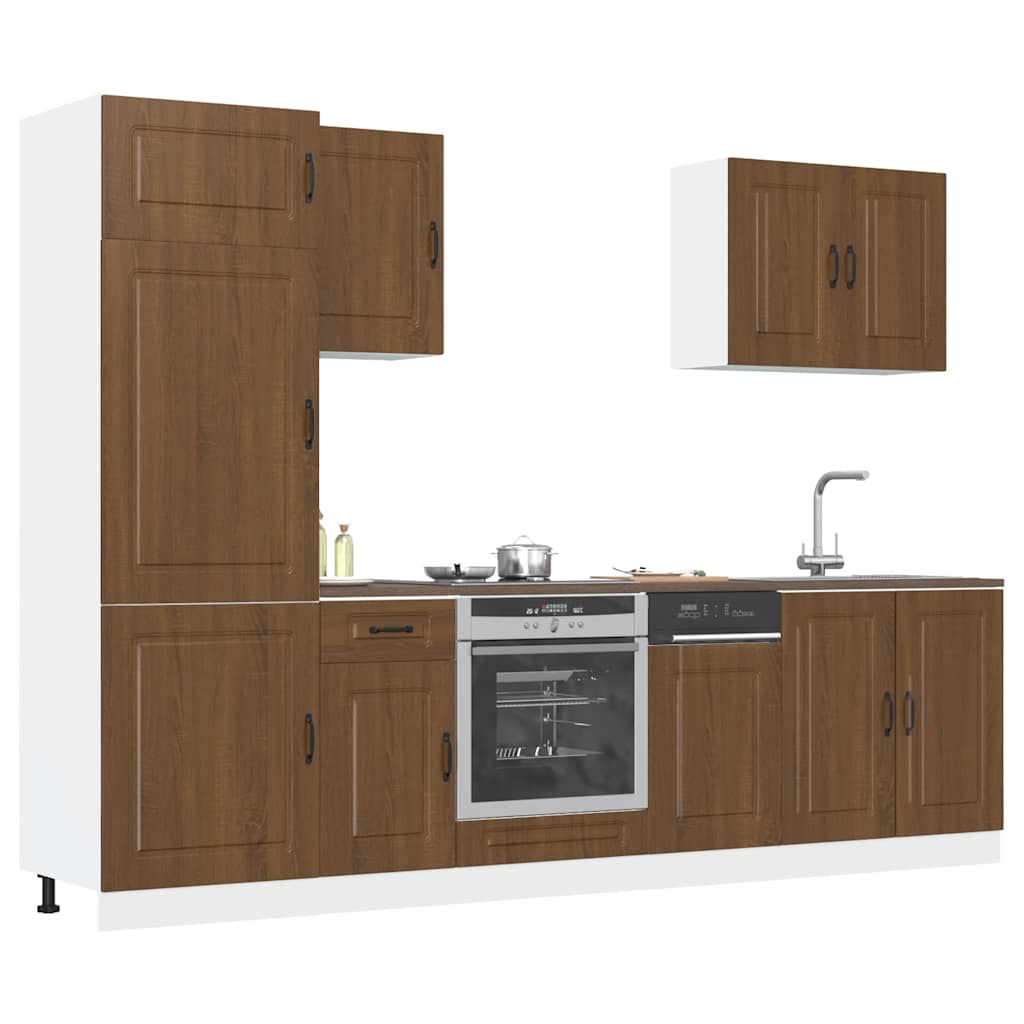 7 Piece Kitchen Cabinet Set Kalmar Brown Oak Engineered Wood