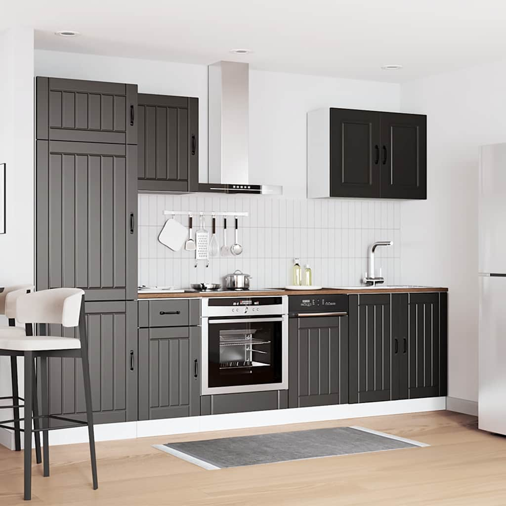 7 Piece Kitchen Cabinet Set Kalmar Black Engineered Wood