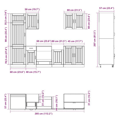 7 Piece Kitchen Cabinet Set Kalmar Black Engineered Wood