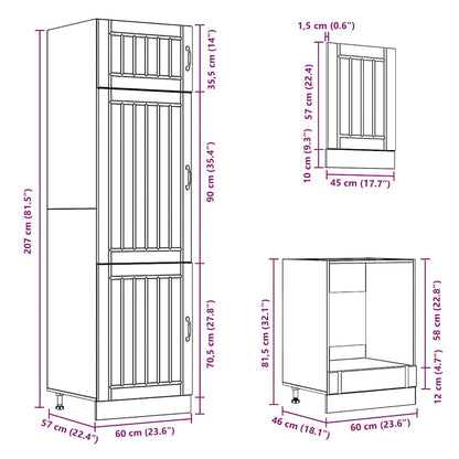 7 Piece Kitchen Cabinet Set Kalmar Black Engineered Wood