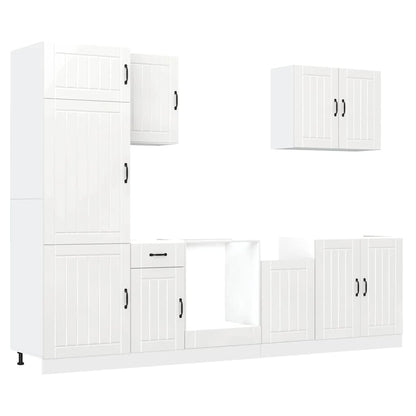 7 Piece Kitchen Cabinet Set Kalmar High Gloss White Engineered Wood