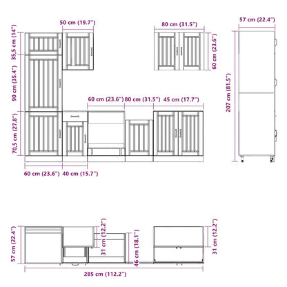 7 Piece Kitchen Cabinet Set Kalmar High Gloss White Engineered Wood