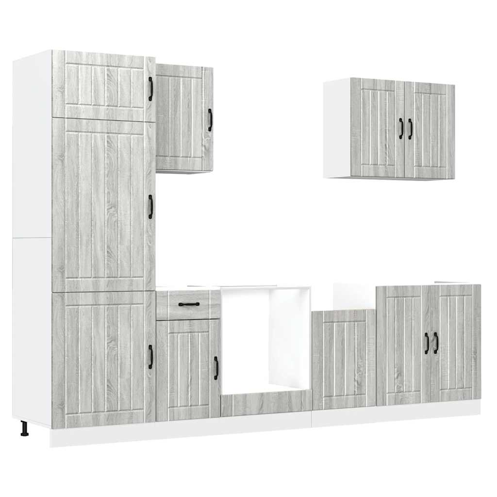 7 Piece Kitchen Cabinet Set Kalmar Grey Sonoma Engineered Wood