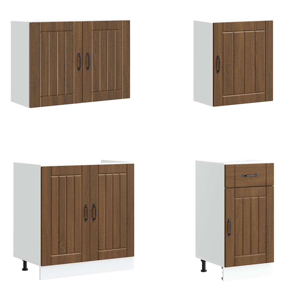 7 Piece Kitchen Cabinet Set Kalmar Brown Oak Engineered Wood